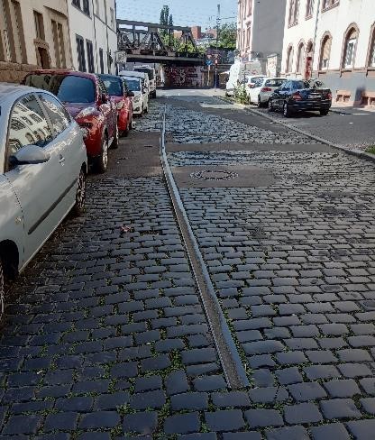 Straße mit parkenden Autos