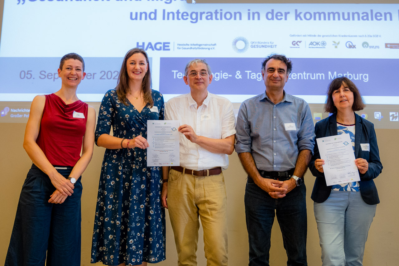 Dr. Katharina Böhm, Christine Langenbach, Dr. Bernhard Bornhofen, Adil Oyan, Dr. Angela Carstens (v.l.n.r.)